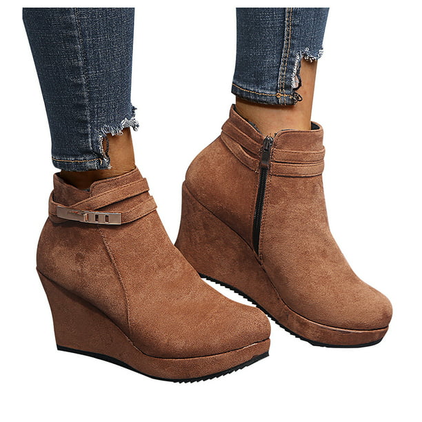 Details about   Retro Womens Platform Round toe Pull On Ankle Boot Casual High Chunky Heel Shoes